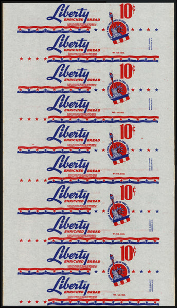 Vintage bread wrapper LIBERTY with statue pictured Pep-O-Bakery Addison New York