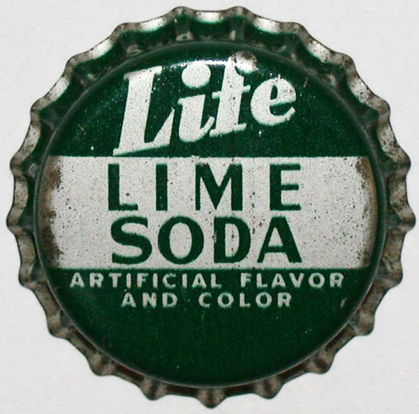 Vintage soda pop bottle cap LIFE LIME SODA Cedar Rapids Iowa cork lined unused