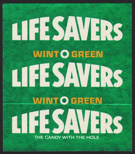 Vintage decal LIFE SAVERS Wint O Green for countertop display unused excellent++
