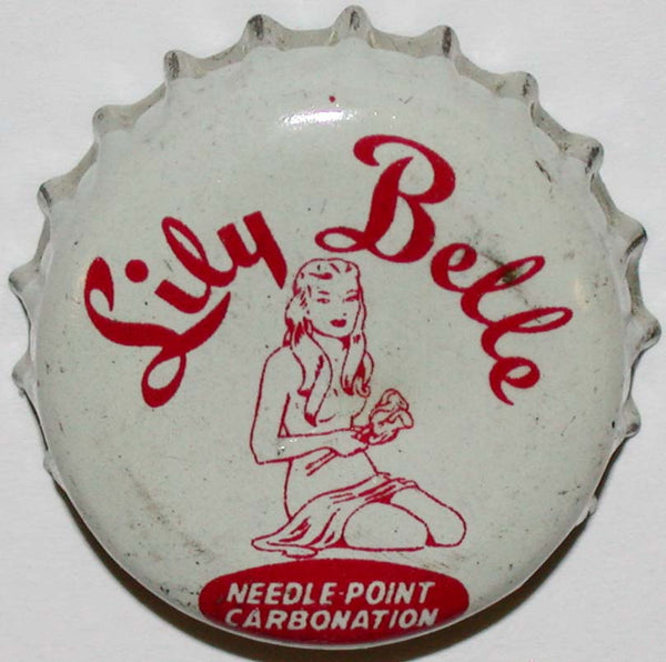 Vintage soda pop bottle cap LILY BELLE cork lined woman pic St Louis MO exc++ Rare
