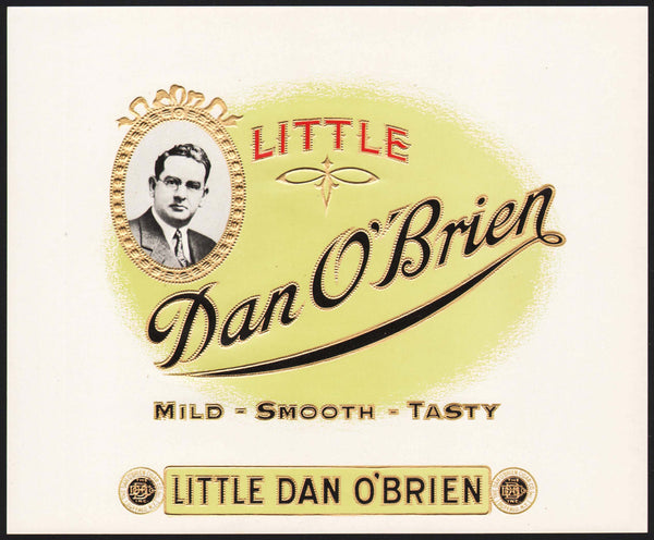 Vintage label LITTLE DAN O' BRIEN cigar box inner Buffalo NY embossed n-mint+