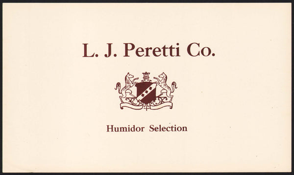Vintage label L J PERETTI CO cigar box inner crest pictured new old stock n-mint+