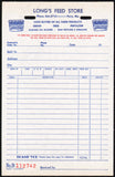 Vintage receipt LONGS FEED STORE Hubbard Feeds Perry Missouri new old stock n-mint