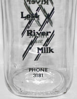 Vintage milk bottle LOST RIVER MILK Phone 3181 SPQ pyro quart Klamath Falls Oregon