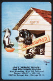 Vintage single playing card LOUS FRIENDLY SERVICE STATION Butch The Dog Chicago