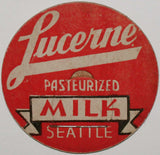 Vintage milk bottle cap LUCERNE Pasteurized Milk Seattle Washington new old stock