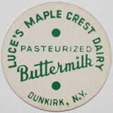 Vintage milk bottle cap LUCES MAPLE CREST DAIRY Vitamin D Sheridan New York