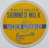 Vintage milk bottle cap LYNWORTH FARMS Skimmed Milk Golden Guernsey Fulton NY