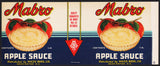 Vintage label MABRO Apple Sauce pictured Mazo Bros Washington DC unused n-mint+