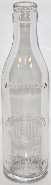 Vintage soda pop bottle MANATAUG BEVERAGES 8oz embossed 1928 Marblehead Mass