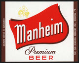Vintage label MANHEIM PREMIUM BEER The Old Reading Brewery Pennsylvania n-mint+