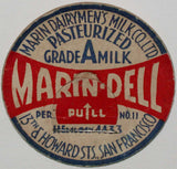 Vintage milk bottle cap MARIN DELL Dairymens Grade A San Francisco California