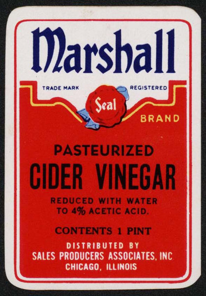 Vintage label MARSHALL Cider Vinegar Sales Producers Chicago ILL unused n-mint+