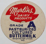 Vintage milk bottle cap MARTINS DAIRY Buttermilk Washington Union Missouri unused