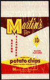 Vintage bag MARTINS POTATO CHIPS 10 cents Bacon Flavored Findlay Ohio n-mint