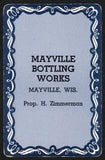 Vintage single playing card MAYVILLE BOTTLING WORKS Prop H Zimmerman Wisconsin