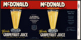 Vintage label McDONALD Grapefruit Juice #2 Auburndale Florida 1941 unused n-mint