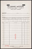 Vintage receipt McGINNIS MOTORS Phone 74 dated 1940s Fort Scott Kansas n-mint+