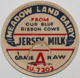 Vintage milk bottle cap MEADOW LAND DAIRY Jersey Milk Portland Oregon used condition