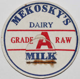 Vintage milk bottle cap MEKOSKYS DAIRY Grade A Raw Milk Aberdeen Washington used