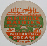 Vintage milk bottle cap MELROSE DAIRIES Whipping Cream farm picture Vancouver BC