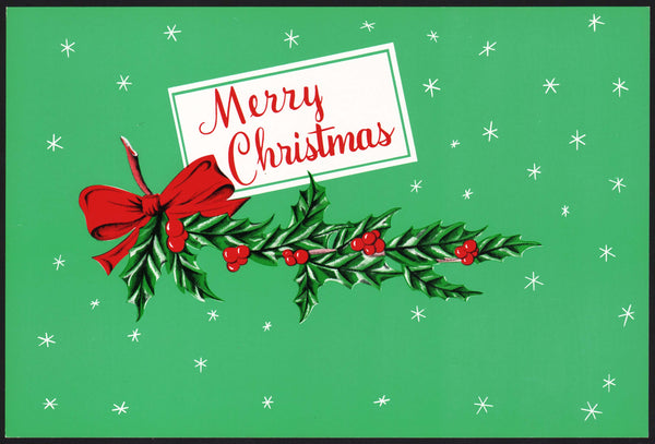 Vintage label MERRY CHRISTMAS cigar box inner bow and holly pics unused n-mint+