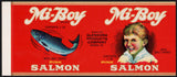 Vintage label MI BOY Salmon boy pictured Glendora Warren Pennsylvania n-mint+