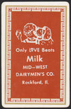 Vintage playing card MID-WEST DAIRYMENS CO boy and dog pictured Rockford Illinois