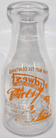 Vintage milk bottle MIDWEST Dairy Products pyro pint Pals boy dog Duquoin Illinois