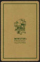 Vintage playing card MINSTER PRESSES CLUTCHES gold Minster Machine Co Ohio