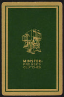 Vintage playing card MINSTER PRESSES CLUTCHES green Minster Machine Co Ohio