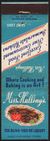 Vintage matchbook cover MISS HULLINGS restaurant steak pictured Saint Louis Missouri