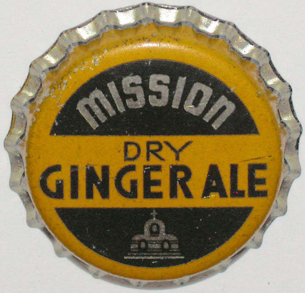 Vintage soda pop bottle cap MISSION DRY GINGER ALE cork lined mission pictured unused