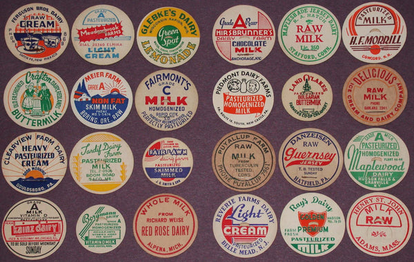 Vintage milk bottle caps LOT OF 24 DIFFERENT originals #28 unused new old stock