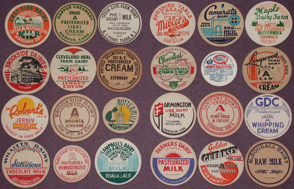 Vintage milk bottle caps LOT OF 24 DIFFERENT originals #29 unused new old stock