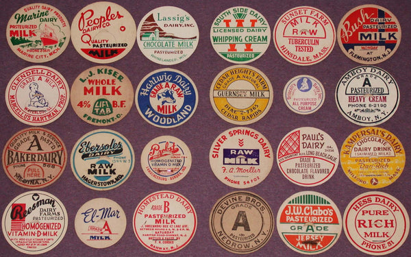 Vintage milk bottle caps LOT OF 24 DIFFERENT originals #33 unused new old stock