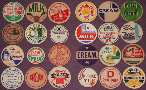 Vintage milk bottle caps LOT OF 24 DIFFERENT originals #3 unused new old stock