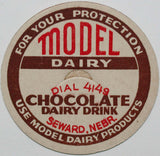 Vintage milk bottle cap MODEL DAIRY Chocolate Drink Seward Nebraska new old stock