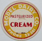 Vintage milk bottle cap MODEL DAIRY CO Pasteurized Cream Phone 23-361 unused