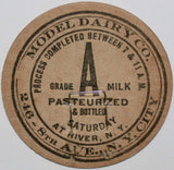 Vintage milk bottle cap MODEL DAIRY Saturday River New York City new old stock