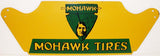 Vintage metal sign MOHAWK TIRES rack sign green yellow indian pictured excellent++