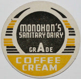 Vintage milk bottle cap MONOHONS SANITARY DAIRY Coffee Cream Raymond Washington