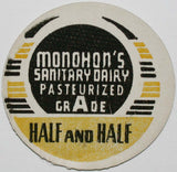 Vintage milk bottle cap MONOHONS SANITARY DAIRY Half and Half Raymond Washington