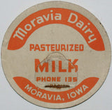 Vintage milk bottle cap MORAVIA DAIRY Phone 135 Moravia Iowa used condition