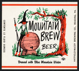 Vintage label MOUNTAIN BREW BEER hillbilly pictured Hatfield McCoy Co Reading PA