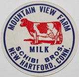 Vintage milk bottle cap MOUNTAIN VIEW FARM Schibi Bros New Hartford Connecticut