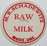 Vintage milk bottle cap M R SCHADEWITZ Raw Milk Moro Oregon unused new old stock