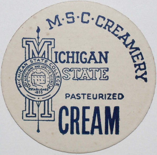 Vintage milk bottle cap M S C CREAMERY Cream Michigan State College new old stock