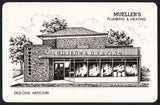 Vintage playing card MUELLERS PLUMBING and HEATING building pictured Desloge Missouri