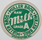 Vintage milk bottle cap MULLER BROS Raw Milk Grade A Washington Illinois unused